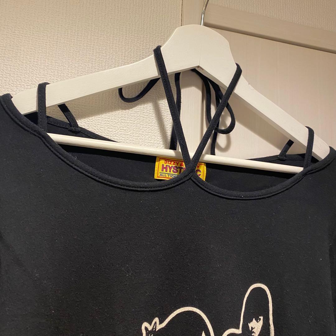 HYSTERIC glamour ブラックオフショルダーTシャツ　ヒステリック