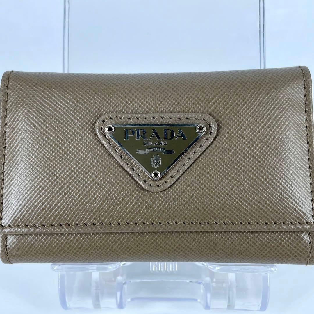 PRADA プラダ 6P レザー グレージュ キーケース　サフィアーノ　男女兼用
