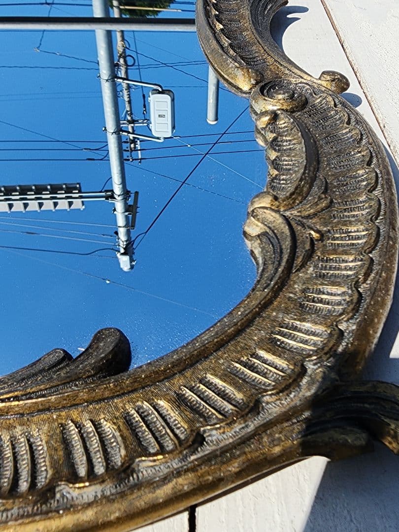 【最終価格】イタリア製 ヴィンテージ 壁掛けミラー 鋳物フレーム シャビー