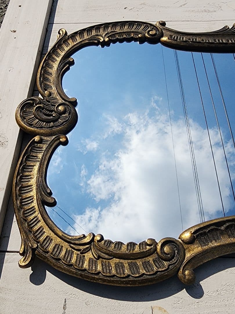 【最終価格】イタリア製 ヴィンテージ 壁掛けミラー 鋳物フレーム シャビー
