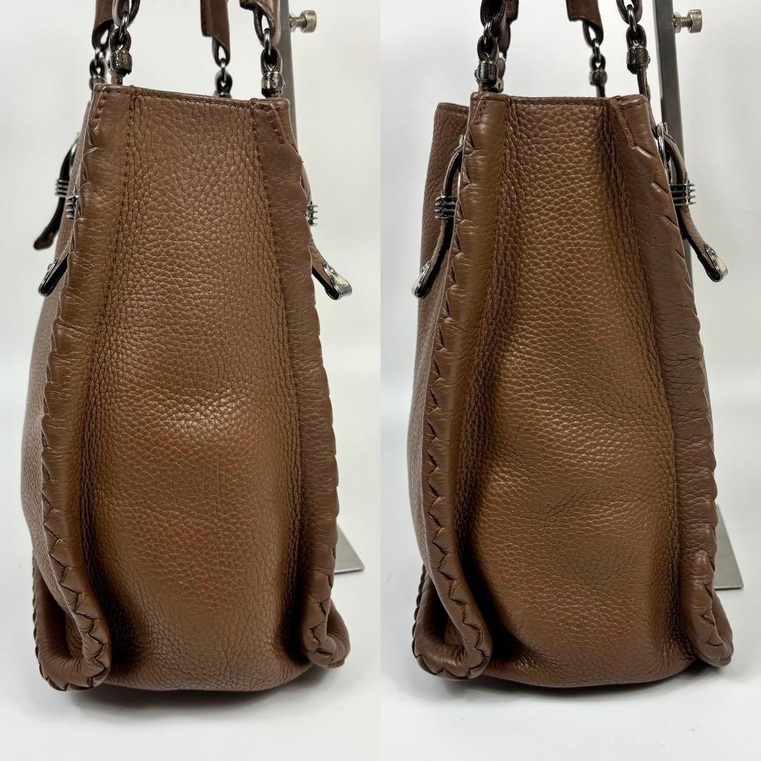 ボッテガヴェネタ イントレチャート トートバッグ　シボ革 シュリンクレザー 茶色