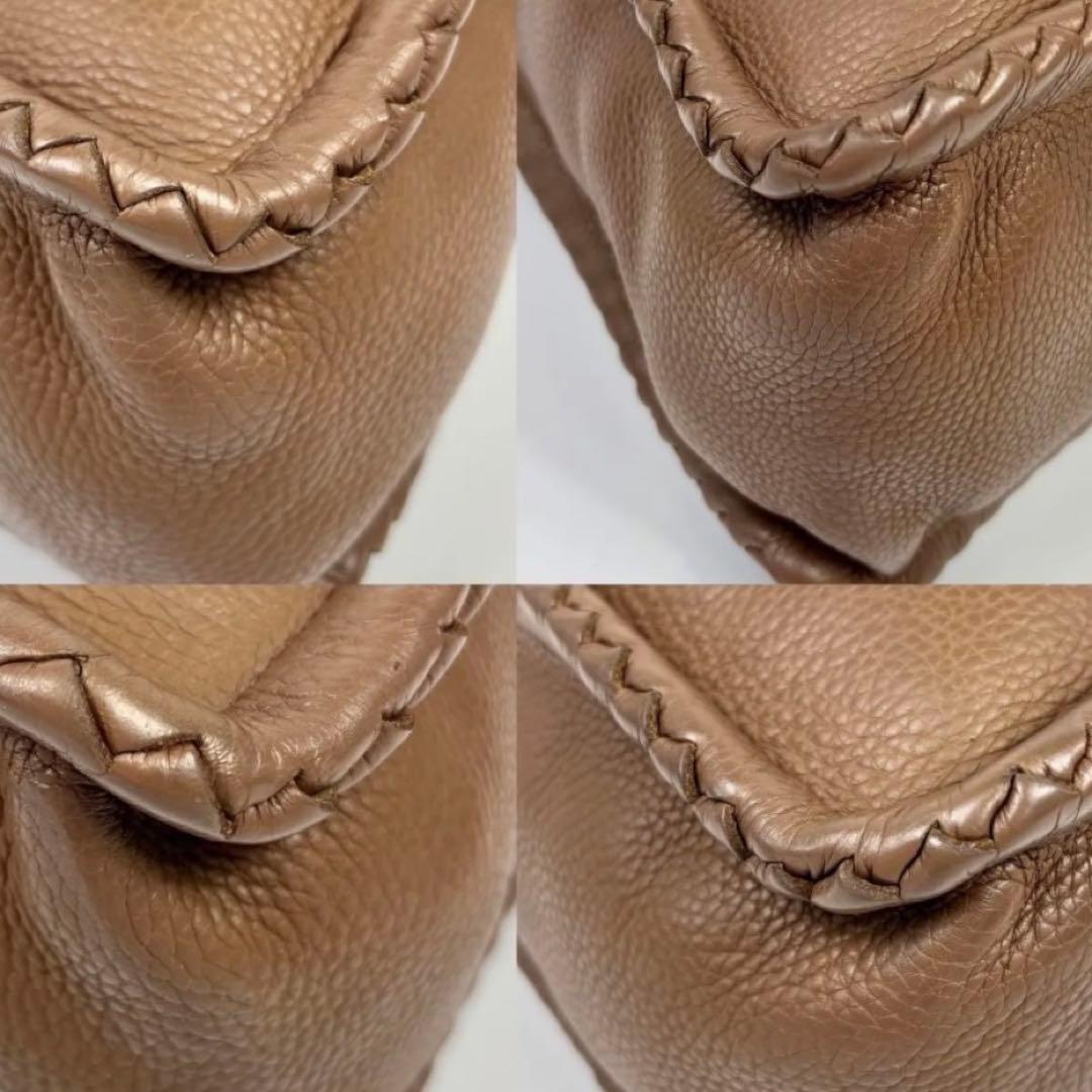 ボッテガヴェネタ イントレチャート トートバッグ　シボ革 シュリンクレザー 茶色