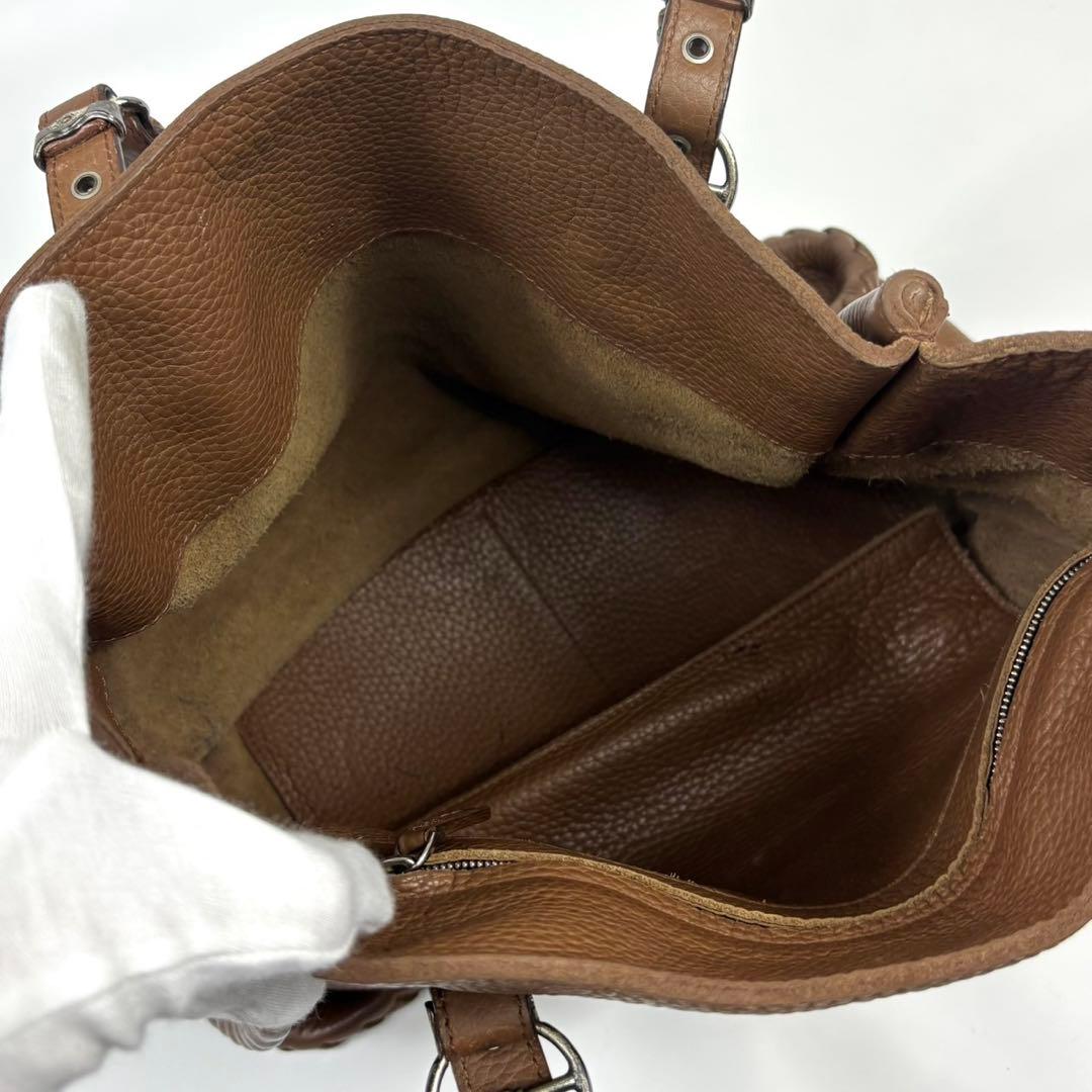 ボッテガヴェネタ イントレチャート トートバッグ　シボ革 シュリンクレザー 茶色