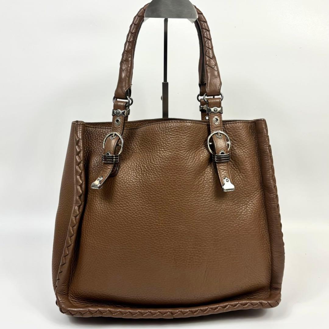 ボッテガヴェネタ イントレチャート トートバッグ　シボ革 シュリンクレザー 茶色