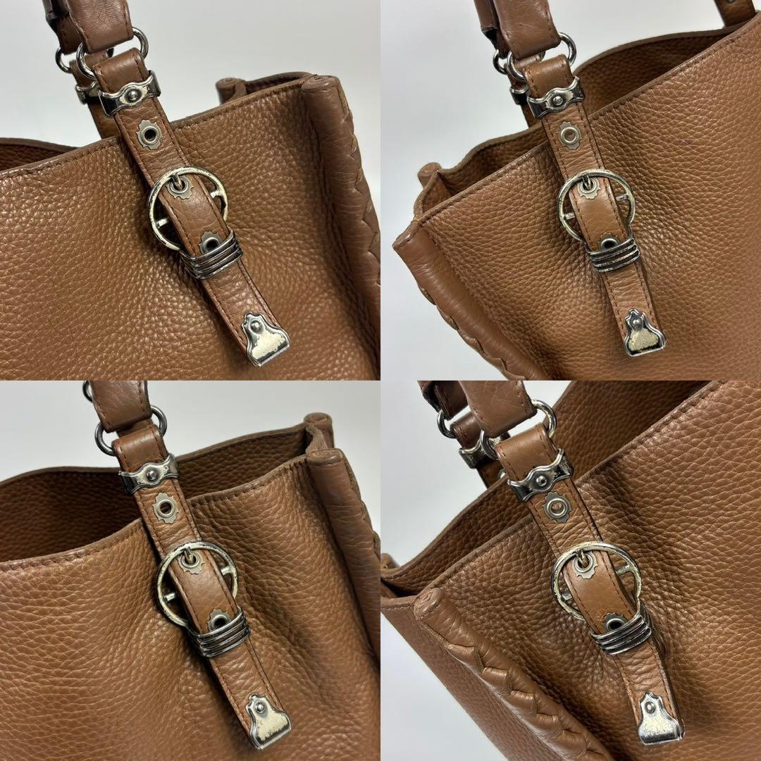 ボッテガヴェネタ イントレチャート トートバッグ　シボ革 シュリンクレザー 茶色