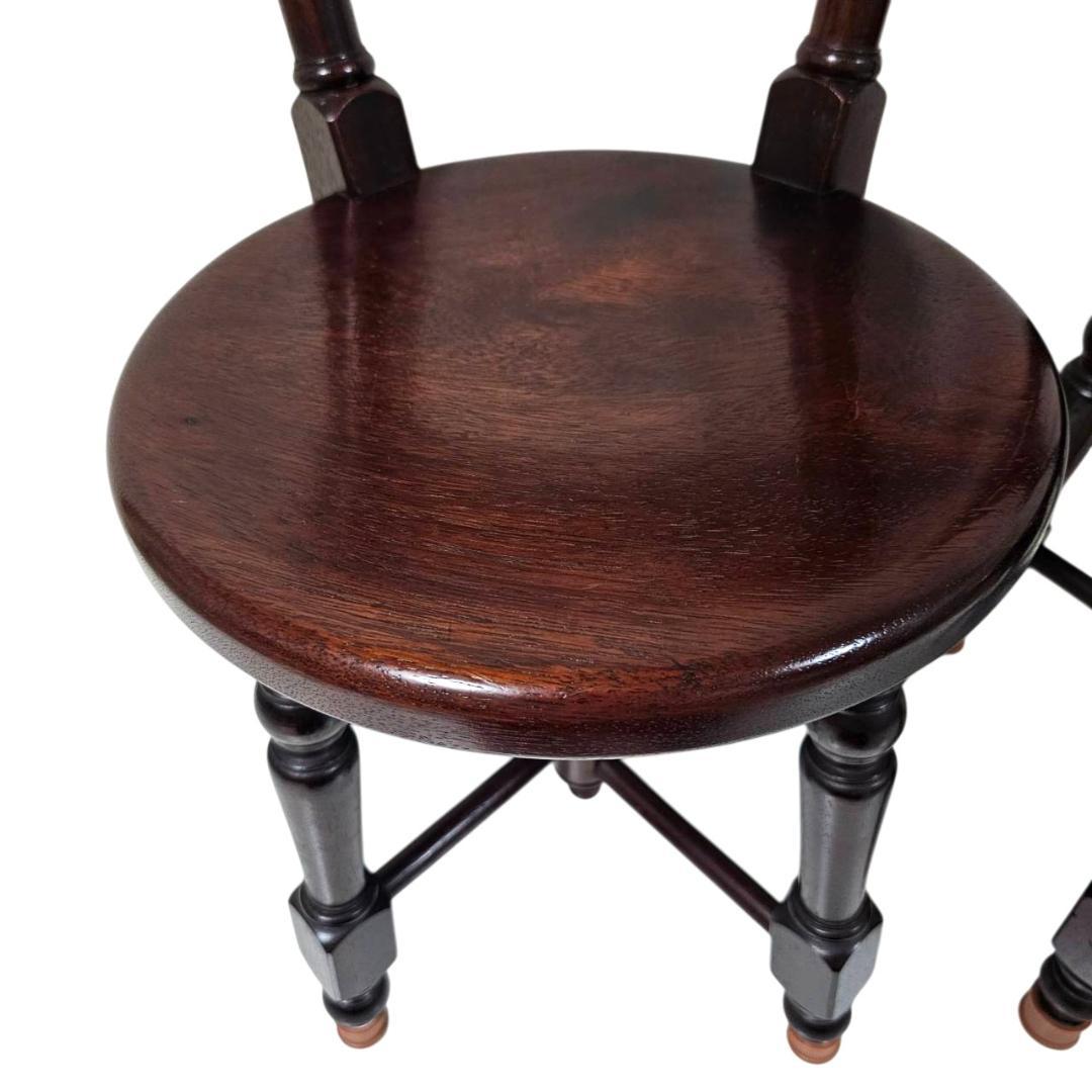 【現状渡し】九州民芸家具 南京小椅子 丸座 2脚セット① ろくろ脚 イス いす