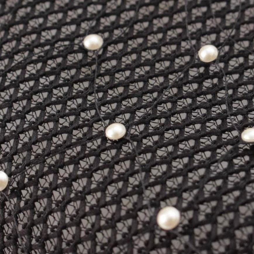 未使用　Dior　ディオール　メッシュ　パール　ベレー帽　ブラック