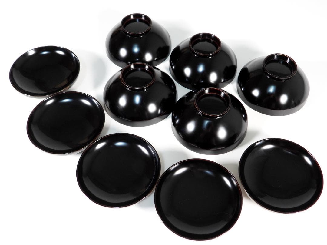 金蒔絵　風景図　木製漆器 輪島　汁椀蓋碗5客セット　吸物碗