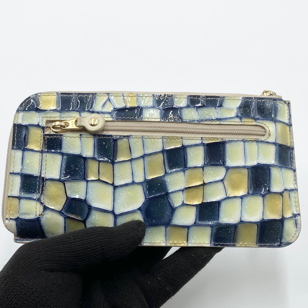 極美品　ATAO スリモ ヴィトロ ブループリズム L字ファスナー 長財布