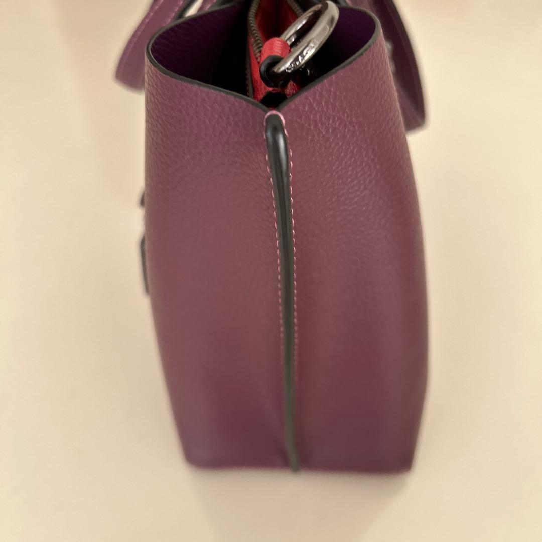 BOBO　　COACH くすみパープル レザー ショルダーバッグ