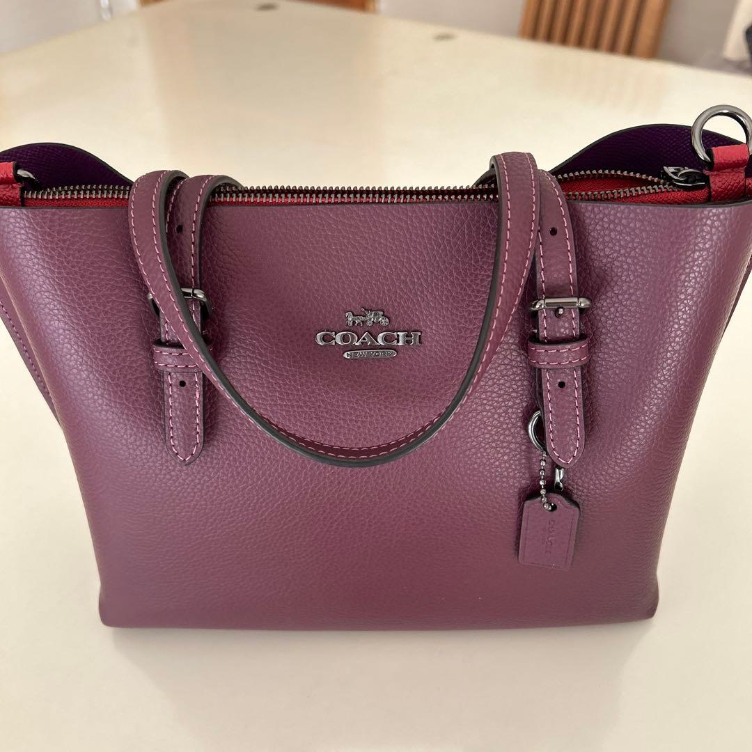 BOBO　　COACH くすみパープル レザー ショルダーバッグ