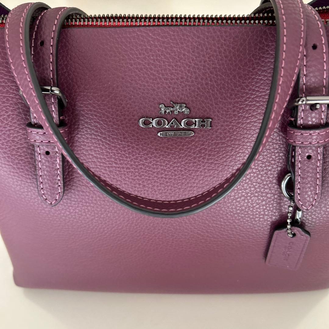 BOBO　　COACH くすみパープル レザー ショルダーバッグ