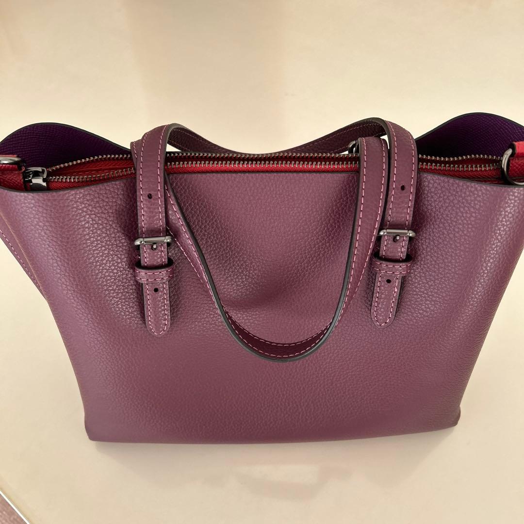 BOBO　　COACH くすみパープル レザー ショルダーバッグ