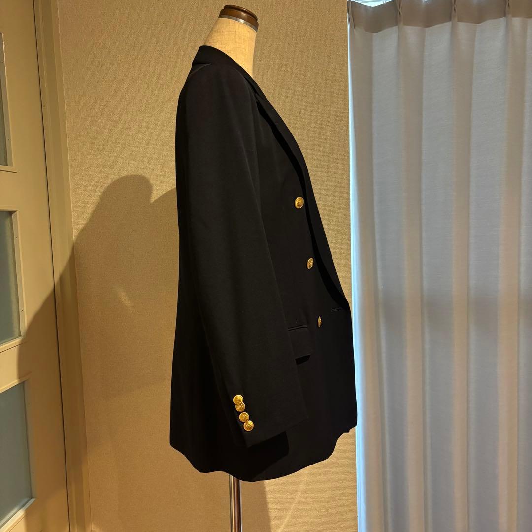 美品 アクアスキュータム 黒 ダブルブレスト テーラードジャケット ウール100