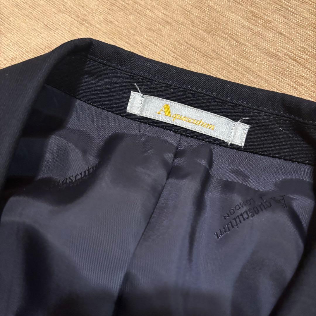 美品 アクアスキュータム 黒 ダブルブレスト テーラードジャケット ウール100