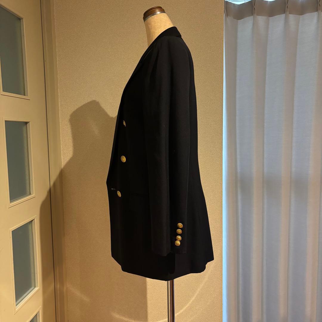 美品 アクアスキュータム 黒 ダブルブレスト テーラードジャケット ウール100