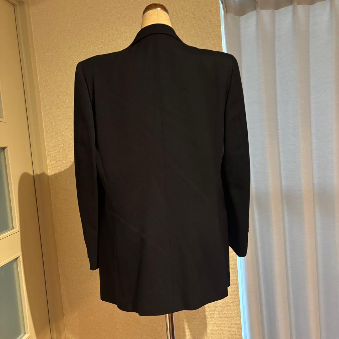 美品 アクアスキュータム 黒 ダブルブレスト テーラードジャケット ウール100