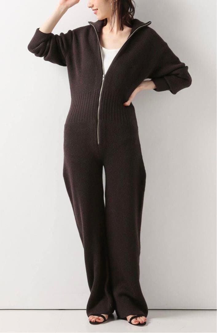 最終値下げ！　WRYHT ニットジャンプスーツ　ブラウン
