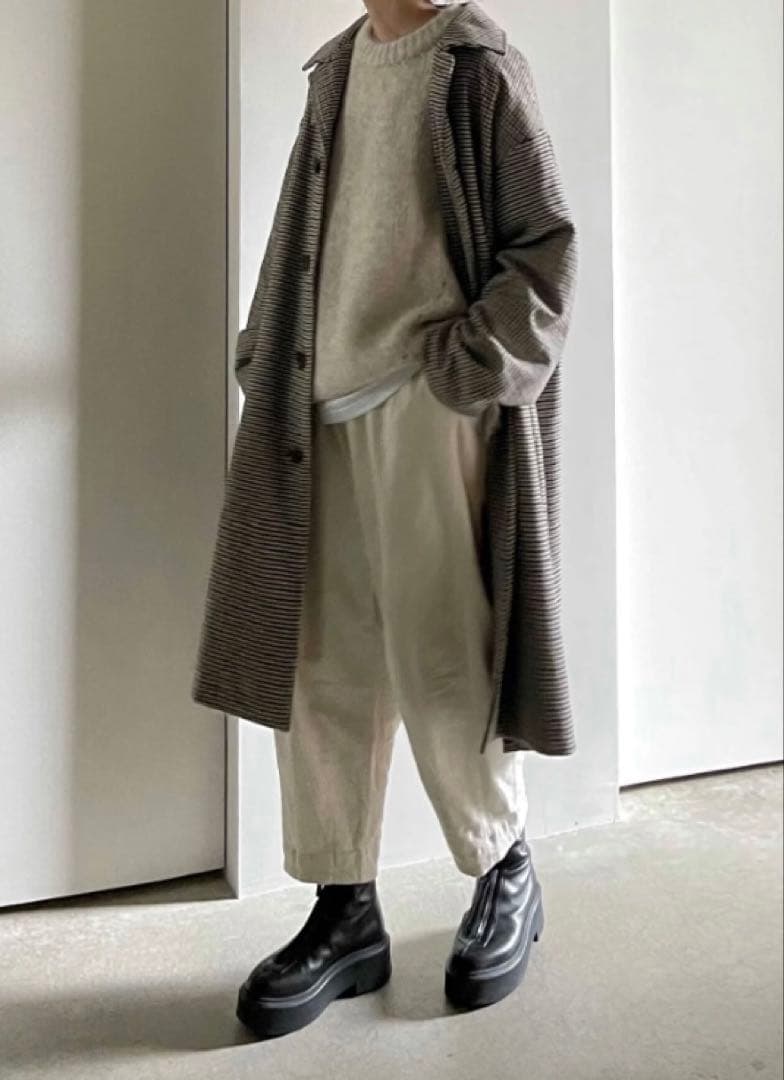 【FASHIRU】wool mix ステンカラーチェックコート