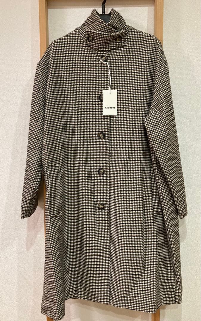 【FASHIRU】wool mix ステンカラーチェックコート