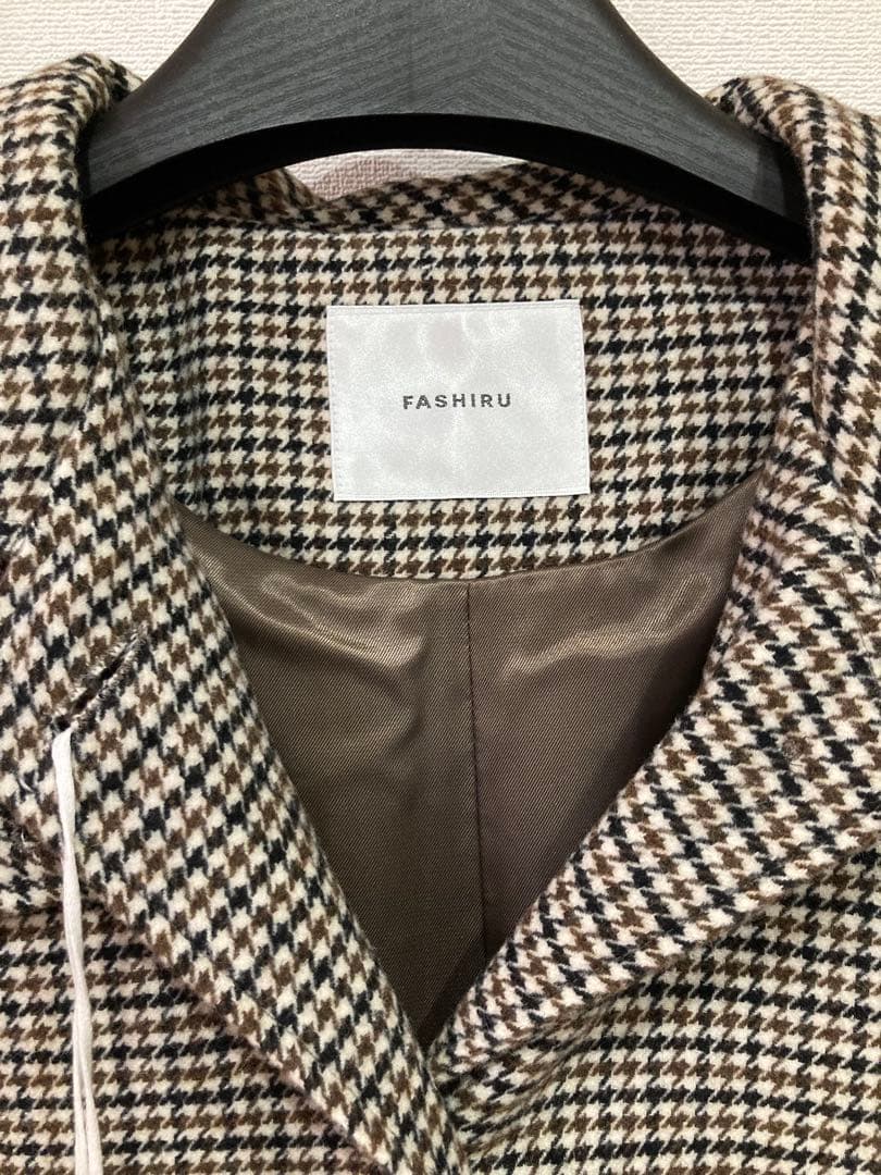 【FASHIRU】wool mix ステンカラーチェックコート