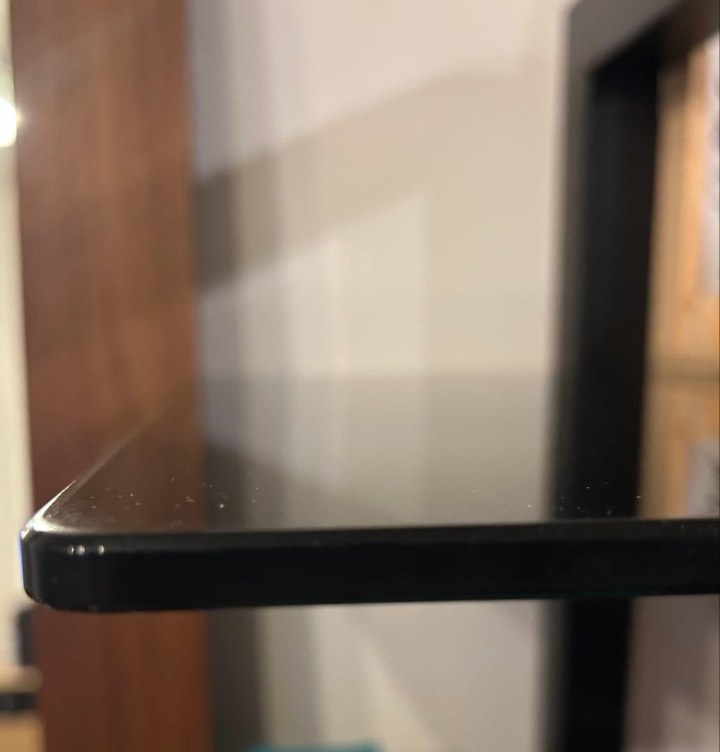 黒 ガラス 金属製 4段シェルフ