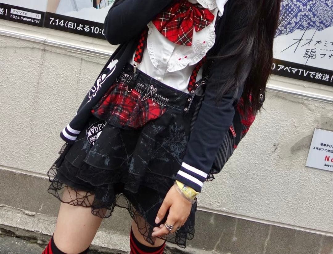 MAD GIRL 赤黒チェック ゴスパンク スカート マッドガール Lサイズ
