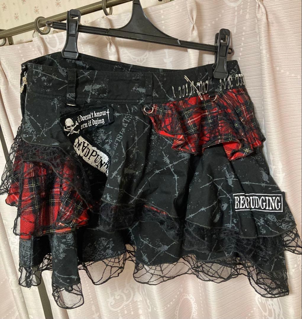 MAD GIRL 赤黒チェック ゴスパンク スカート マッドガール Lサイズ