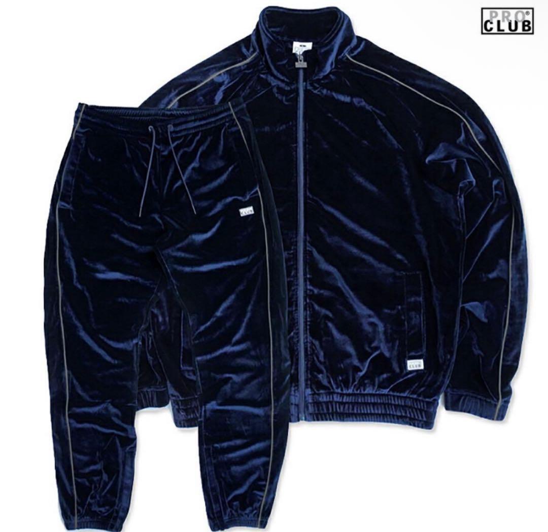 美品✨プロクラブ　ベロア　セットアップ　ジャージ　ネイビー　2X ベルベット