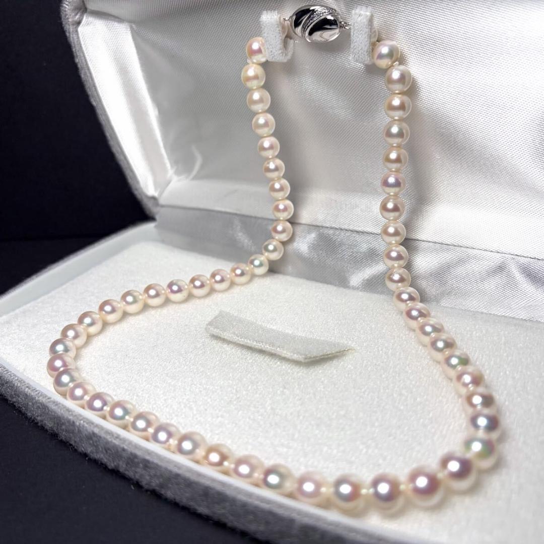 【テリ最強/美品】あこや パール 本真珠 ネックレス 7.5mm シルバー刻印
