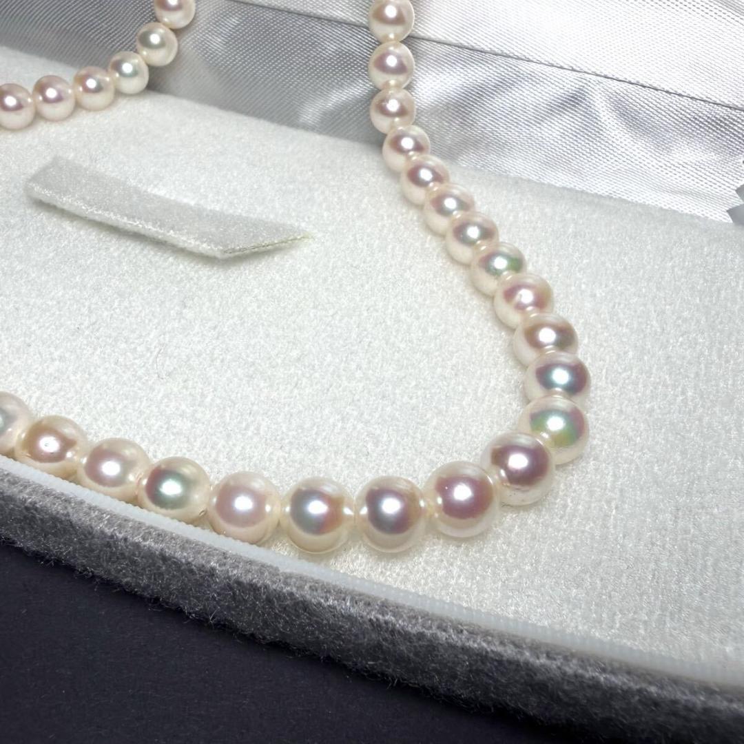 【テリ最強/美品】あこや パール 本真珠 ネックレス 7.5mm シルバー刻印