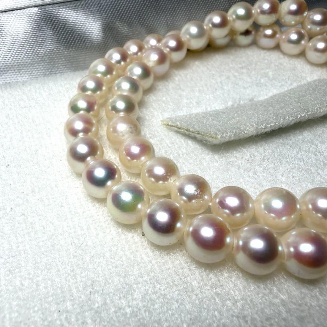 【テリ最強/美品】あこや パール 本真珠 ネックレス 7.5mm シルバー刻印