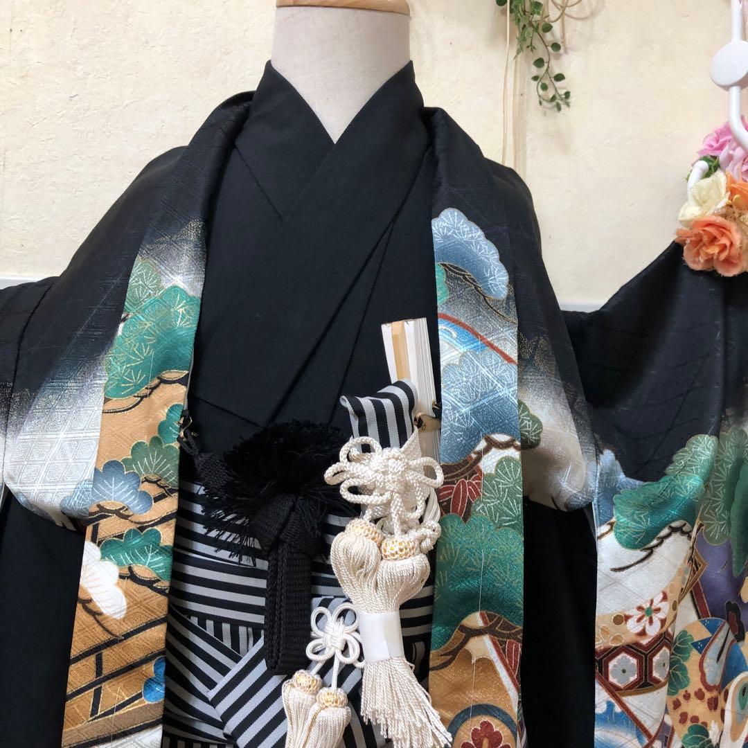 七五三 五歳‼️豪華絢爛新品完全フルセット‼️着物羽織り鷹金彩金箔‼️お家から揃える無