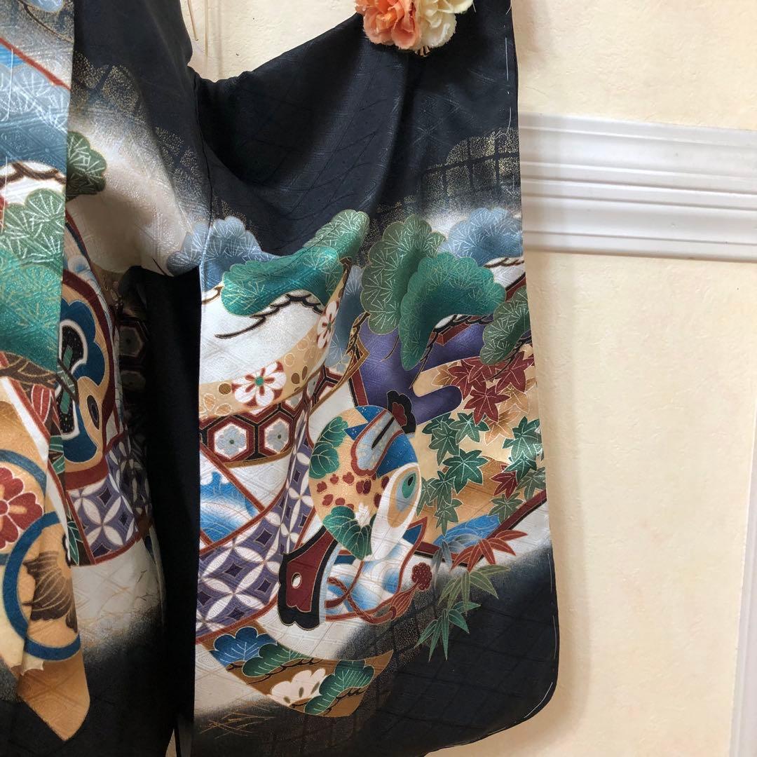 七五三 五歳‼️豪華絢爛新品完全フルセット‼️着物羽織り鷹金彩金箔‼️お家から揃える無