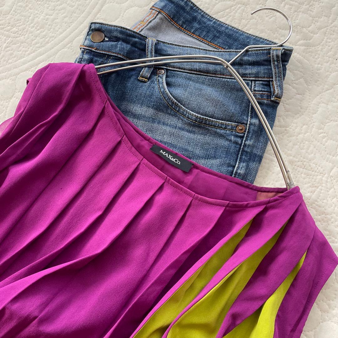 MAX&Co. バイカラープリーツワンピース　ゆったり　リゾートにも