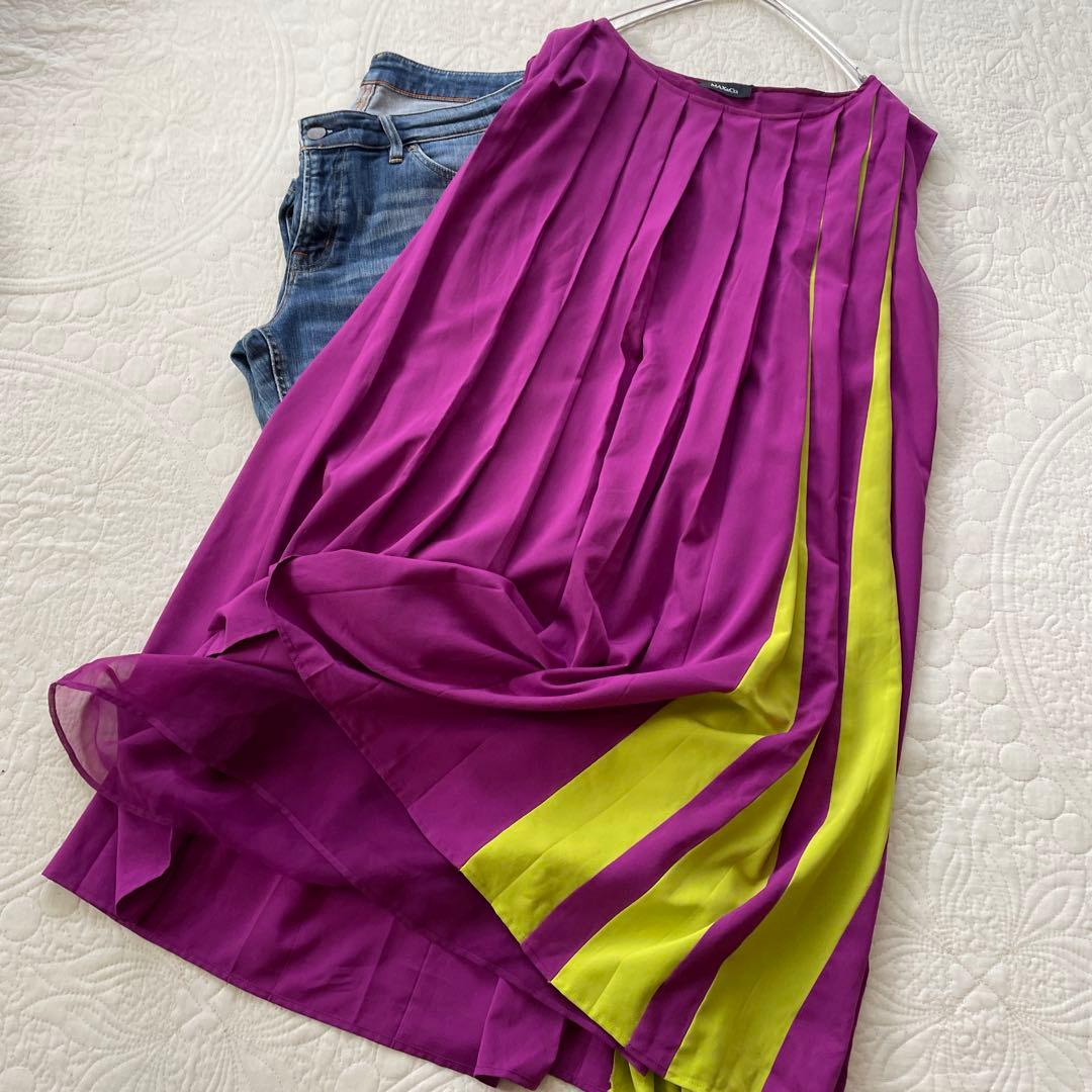 MAX&Co. バイカラープリーツワンピース　ゆったり　リゾートにも