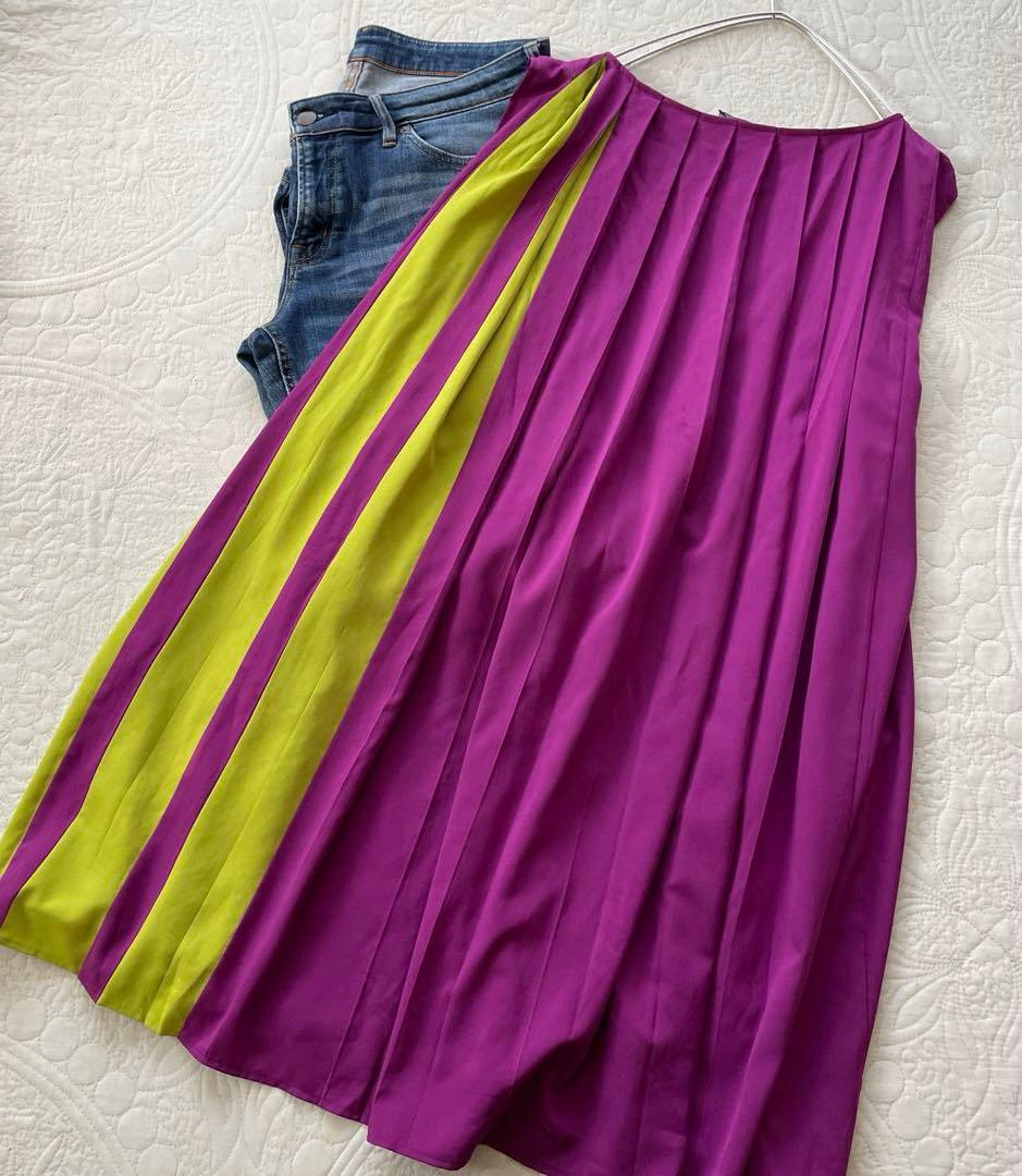 MAX&Co. バイカラープリーツワンピース　ゆったり　リゾートにも