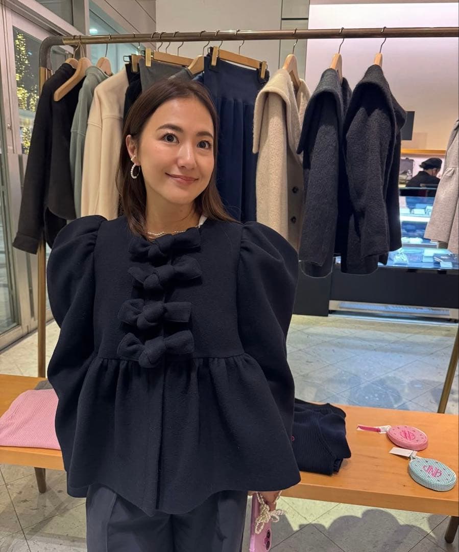 【新品未使用品】jnheartsジェイエヌハーツ リボンコート 38 ネイビー