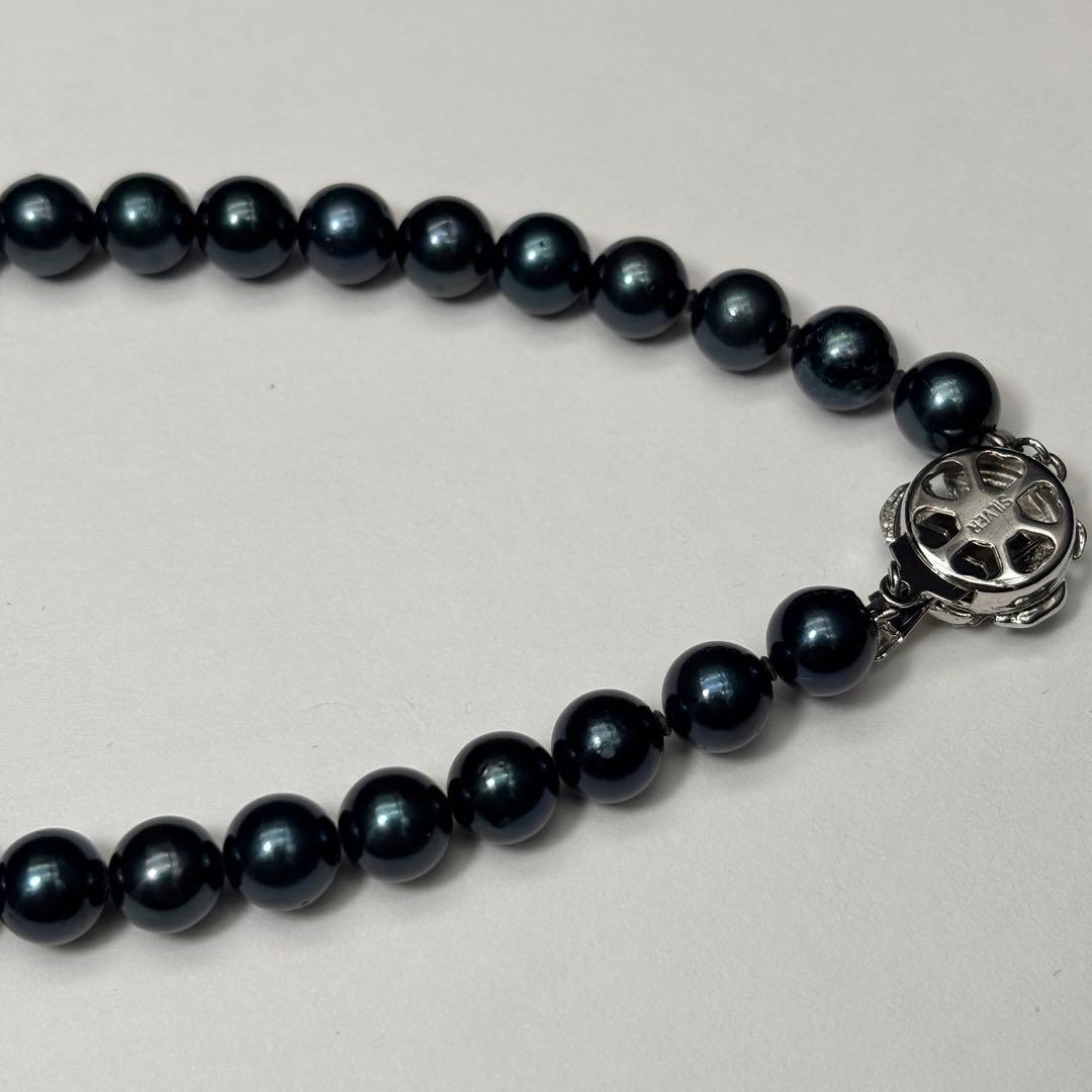 あこや真珠　パール　ネックレス　7.5-8.0mm ブラックグリーン系