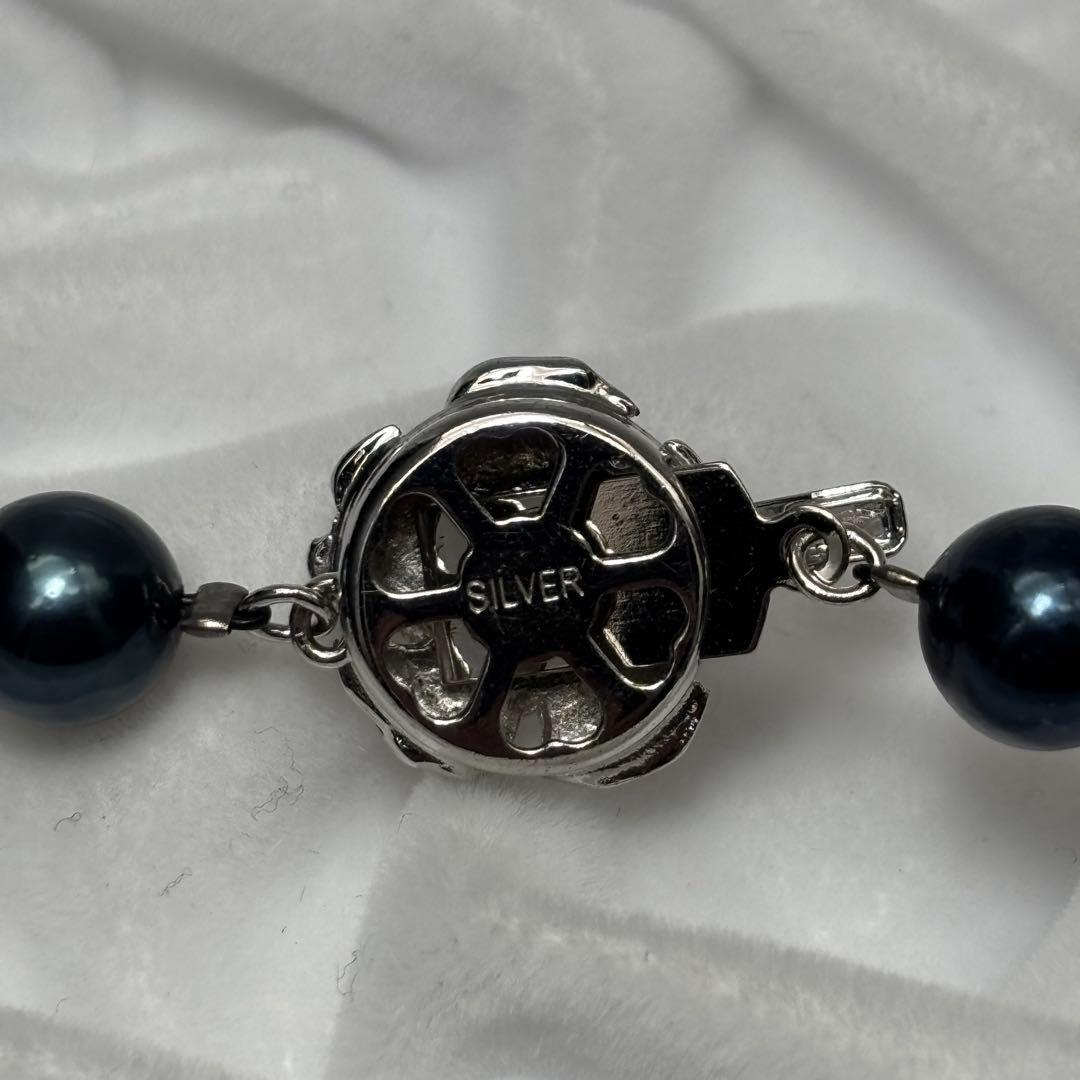 あこや真珠　パール　ネックレス　7.5-8.0mm ブラックグリーン系