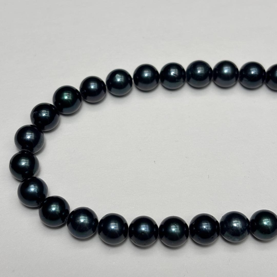 あこや真珠　パール　ネックレス　7.5-8.0mm ブラックグリーン系