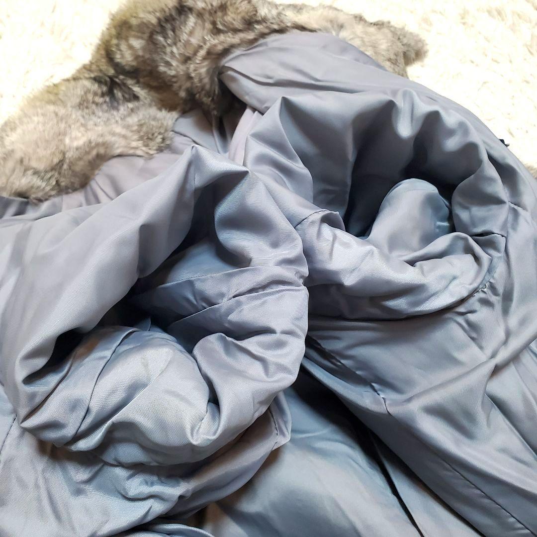 美品 ラビットファー 毛皮 ロングコート モコモコ ベルト付き リアルファー