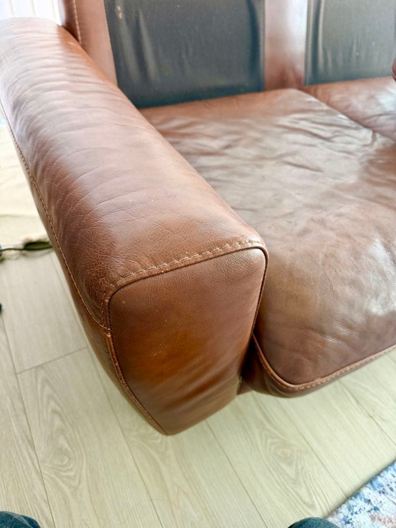 【廃盤】送料込み⭐︎unico MOLN レザーソファ3人掛け ダークブラウン