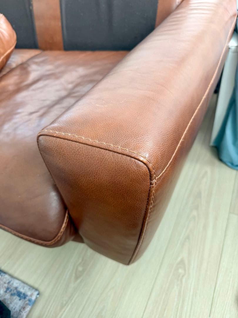 【廃盤】送料込み⭐︎unico MOLN レザーソファ3人掛け ダークブラウン