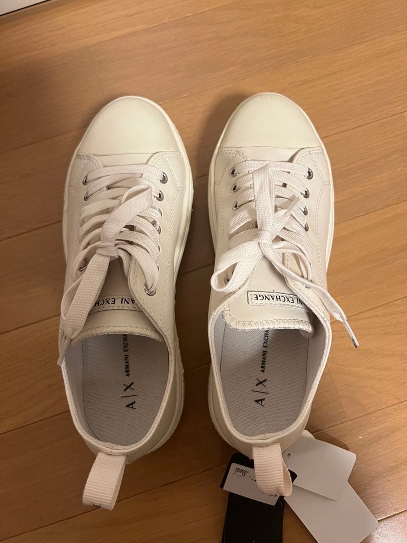 未使用 アルマーニ ARMANI EXCHANGE 厚底スニーカー レザー 37