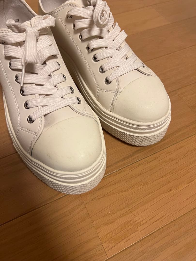 未使用 アルマーニ ARMANI EXCHANGE 厚底スニーカー レザー 37