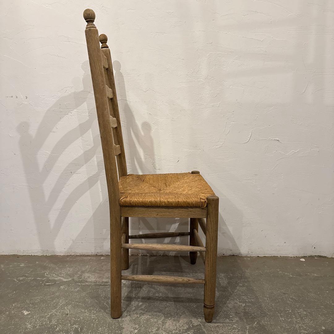 年末年始saleヴィンテージ ダイニングチェア　カフェチェア　藁座面　剥離　4