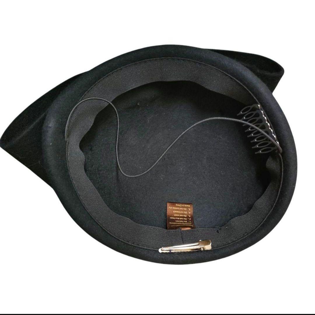 2点セット大リボン冬帽子ヴィンテージ調ピルボックス帽日常ヘッドピースフェルト赤黒