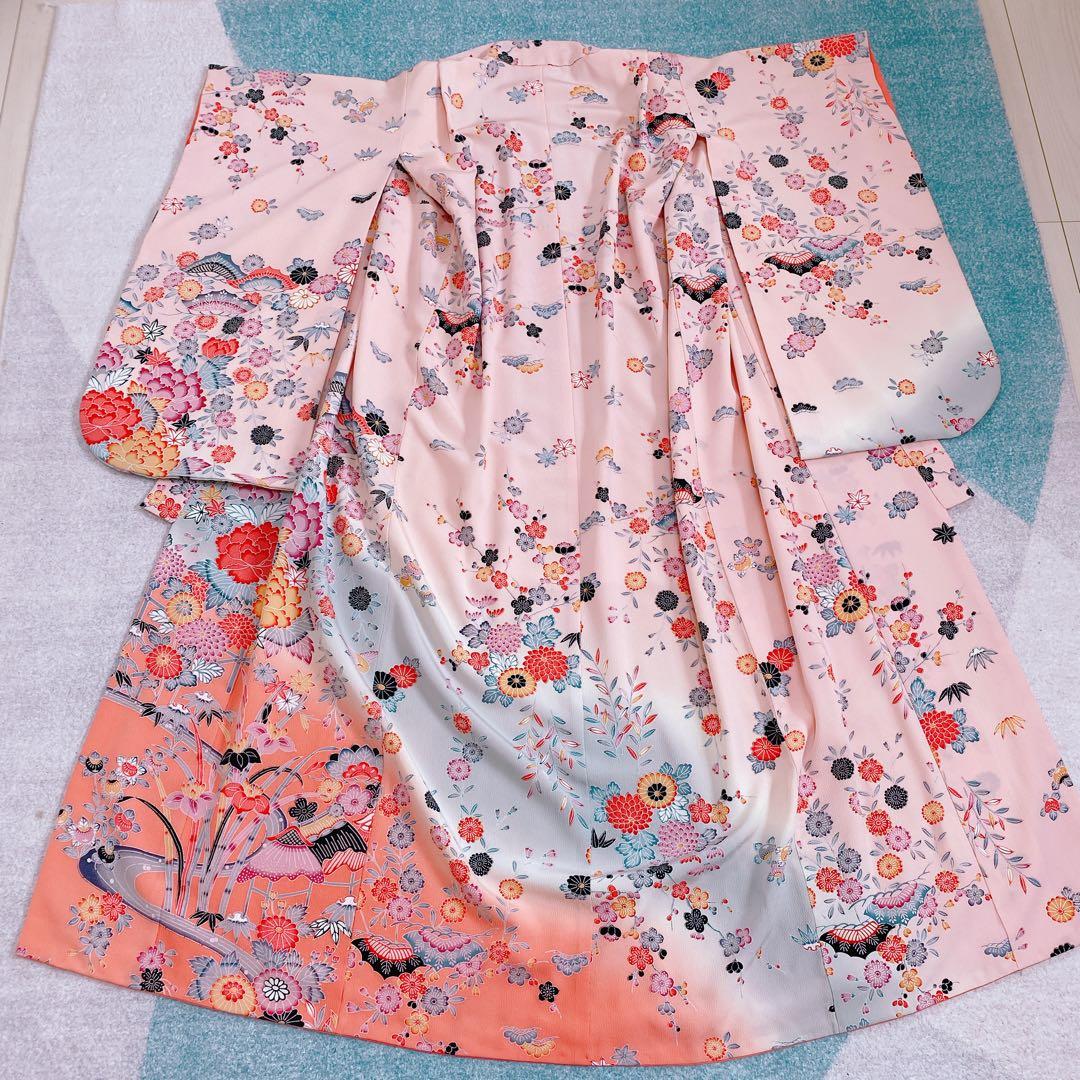 七五三 7歳〜ジュニア 着物 帯 ビーズバッグ 草履 小物セット ちりめん