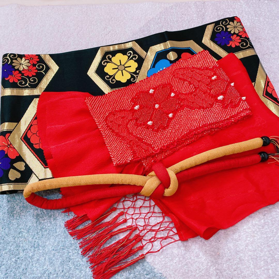 七五三 7歳〜ジュニア 着物 帯 ビーズバッグ 草履 小物セット ちりめん